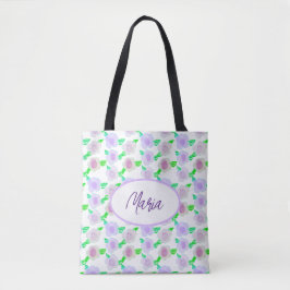 Bolso De Tela Arte de flores de color morado