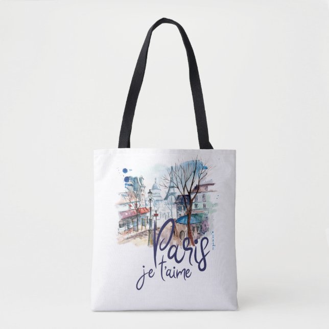 Bolso De Tela Arte de Francia de la caligrafía de la acuarela (Anverso)