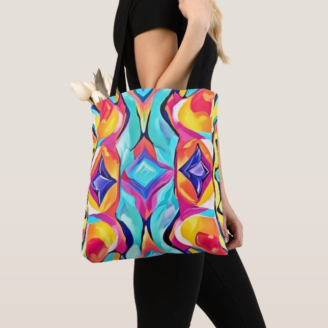 Bolso De Tela Arte de Fusión Geométrica de Neón (Detalle)