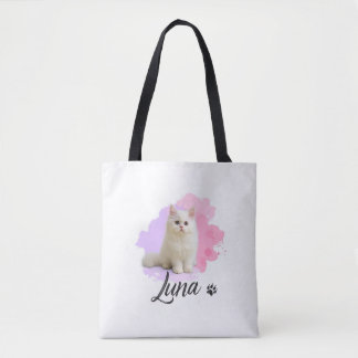 Bolso De Tela Arte de gato lindo Tote de comestibles – Luna