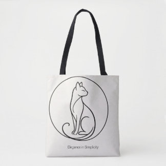Bolso De Tela Arte de Gato Minimalista en Línea - Colección de M