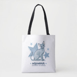 Bolso De Tela Arte de Gato Sphynx Zodiaco Acuario con Propósito