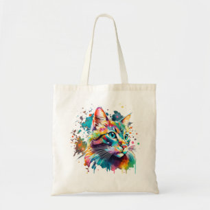 Bolso De Tela Arte de Gatos en Acuarela