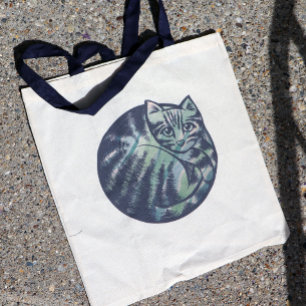 Bolso De Tela Arte de gatos redondo y gatito
