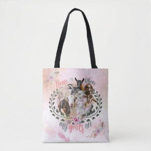 Bolso De Tela ARTE DE GOAT   El hogar es donde mis cabras son Ge