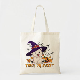 Bolso De Tela Arte de Halloween de oso polar bruja linda