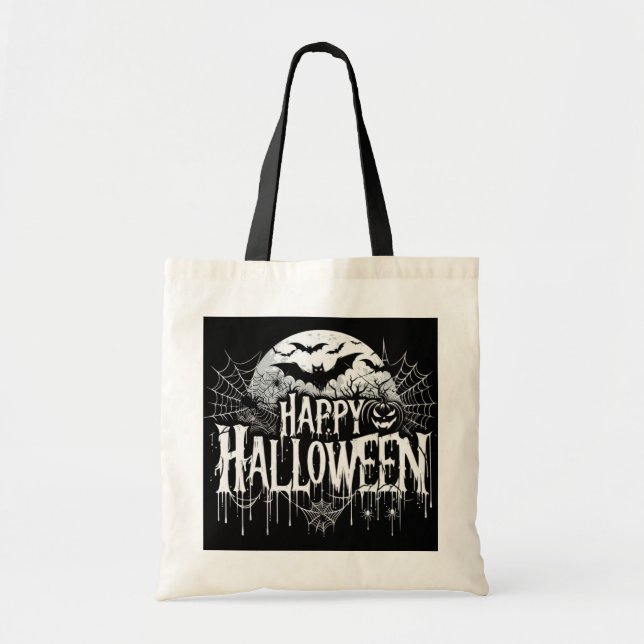 Bolso De Tela Arte de Halloween feliz (Frente)