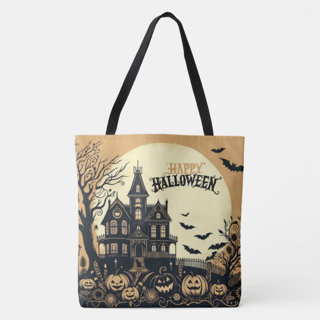 Bolso De Tela Arte de Halloween feliz (Anverso)