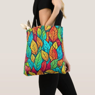 Bolso De Tela Arte de hojas de dibujos animados vibrantes