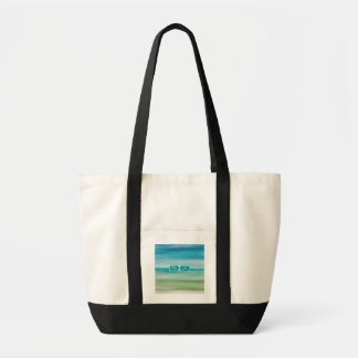 Bolso De Tela Arte de horizonte de océano abstracto con nombre p