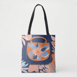 Bolso De Tela Arte de IA azul Naranja tropical