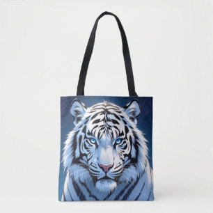 Bolso De Tela Arte de IA de Tigre Blanco de ojos azules