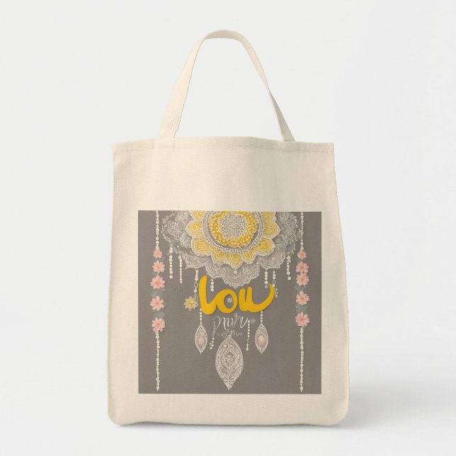 Bolso De Tela Arte de IA Sunny Gray Lace (Frente)