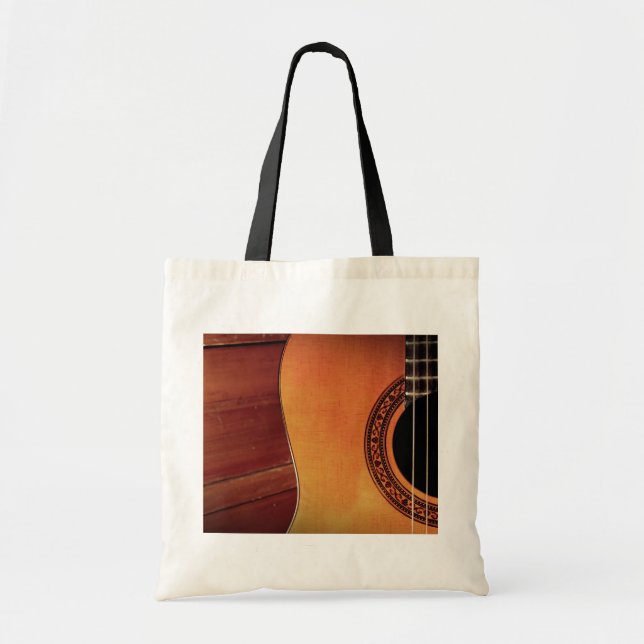 Bolso De Tela Arte de instrumentos musicales de madera de guitar (Frente)