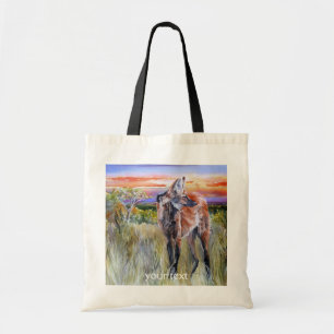 Bolso De Tela Arte de la acuarela del lobo crinado