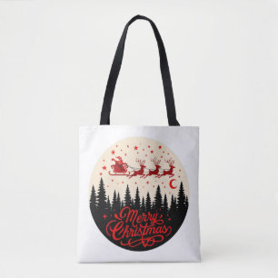 Bolso De Tela Arte de la escena navideña de Santa Claus Sleigh M
