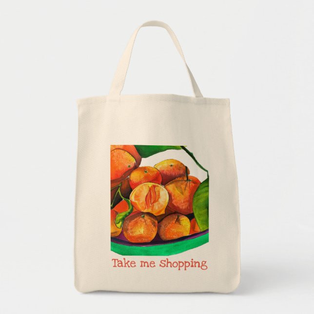 Bolso De Tela Arte de la fruta de la acuarela del naranja mandar (Frente)