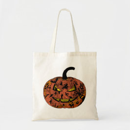 Bolso De Tela Arte de la línea de calabazas de Halloween