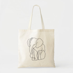 Bolso De Tela Arte de la línea de elefantes minimalistas