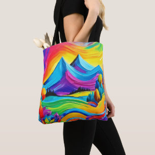 Bolso De Tela arte de la montaña arcoiris