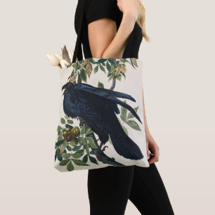 Bolso De Tela Arte de la Naturaleza del Cuervo de Audubon Vintag