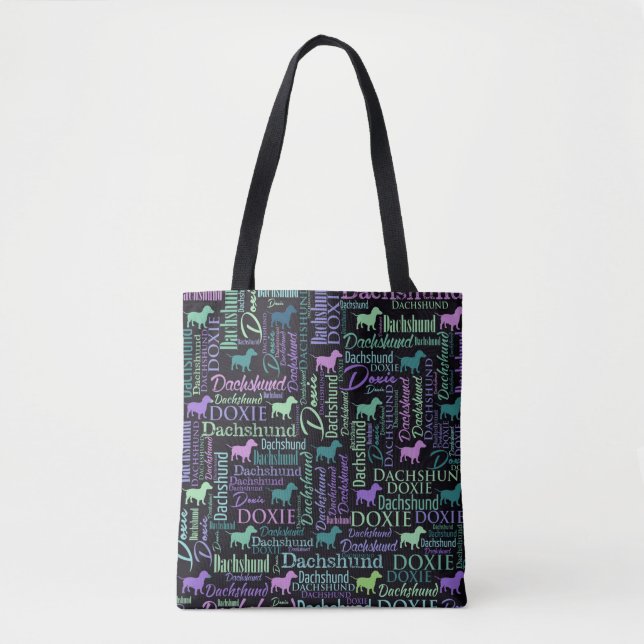 Bolso De Tela Arte de la palabra del Dachshund (Anverso)