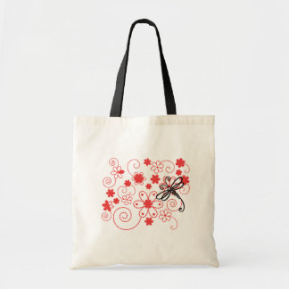 Bolso De Tela Arte de libélula florida