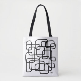 Bolso De Tela Arte de línea abstracta con nombre personalizado
