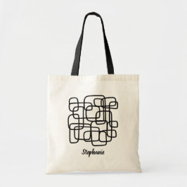 Bolso De Tela Arte de línea abstracta con nombre personalizado