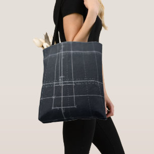 Bolso De Tela Arte de Línea Arquitectónica Geométrica de Carbón 