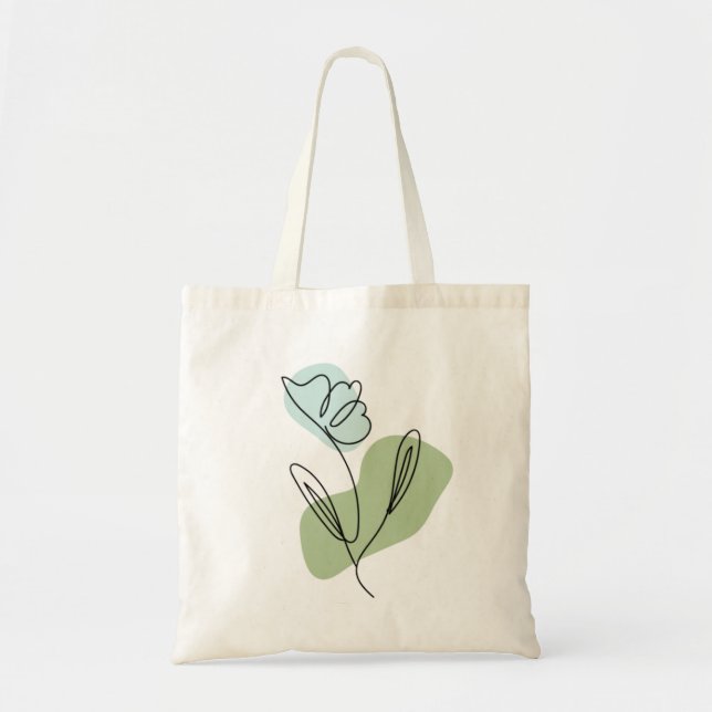 Bolso De Tela Arte de línea de flores (Frente)