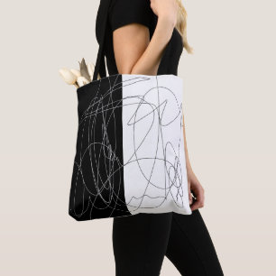 Bolso De Tela Arte de línea de garabatos abstracto mínimo mode