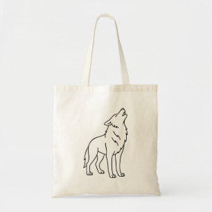 Bolso De Tela Arte de línea de lobo minimalista: fauna aullando