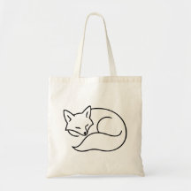 Arte de línea de zorro dormido: animal minimalista