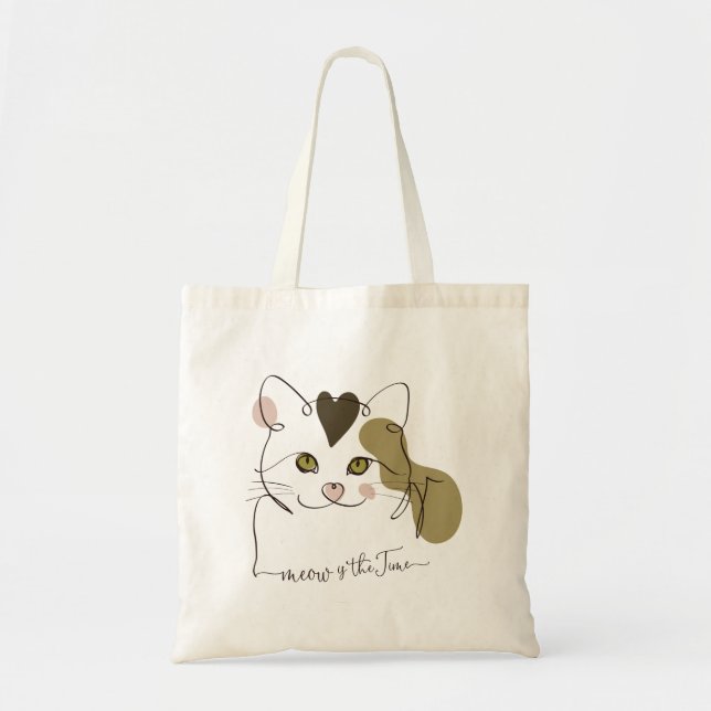 Bolso De Tela Arte de líneas de gatos ricas - ¡Vaya! (Frente)