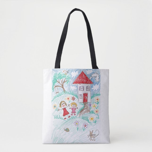 Bolso De Tela Arte de los niños lindo su imagen (Anverso)