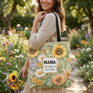 Bolso De Tela Arte de Marco Dorado Falso de Acuarela Floral MAMA