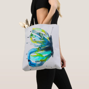 Bolso De Tela Arte de mariposa acuarela azul