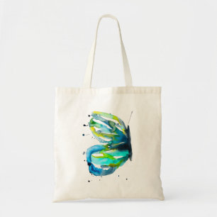 Bolso De Tela Arte de mariposa acuarela azul