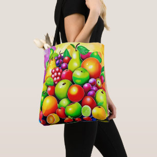 Bolso De Tela Arte de Mezcla de Frutas Vibrantes