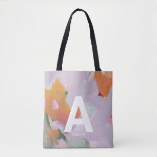 Bolso De Tela Arte de monograma personalizado abstracto colorido