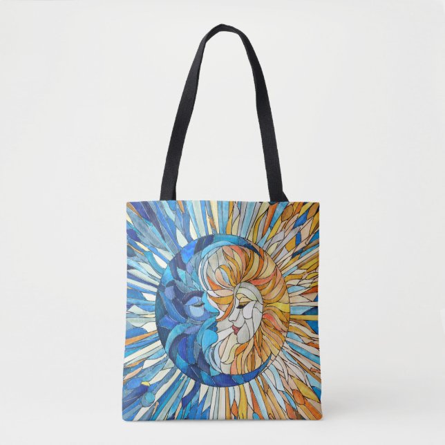 Bolso De Tela Arte de mosaico de sol y luna (Anverso)