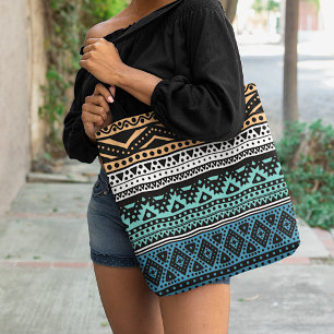 Bolso De Tela Arte de mosaico tribal azteca contemporáneo único