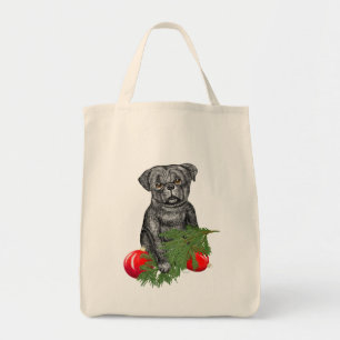 Bolso De Tela Arte de Navidades adorables con cachorros negros
