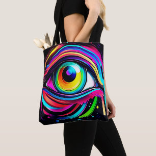 Bolso De Tela Arte de Ojo Psicodélico Vibrante