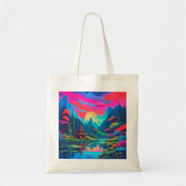 Bolso De Tela Arte de paisaje japonés psicodélico