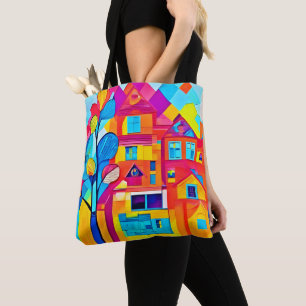 Bolso De Tela Arte de paisaje urbano vibrante y soñado