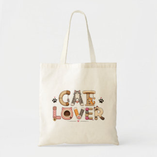 Bolso De Tela Arte de Palabras Amante de Gatos