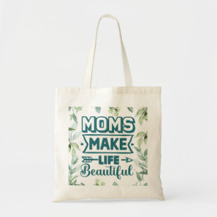 Bolso De Tela Arte De Palabras De Día de la Madre Con Foliage
