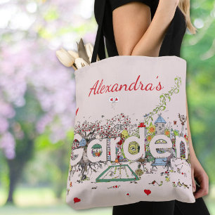 Bolso De Tela Arte de Palabras Florales de Vida Silvestre de Jar